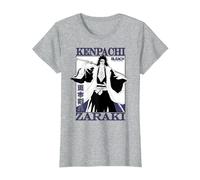 Bleach: Thousand Year Blood War Kenpachi Zaraki Anime Camiseta, Mujer, Gris Jaspeado, M