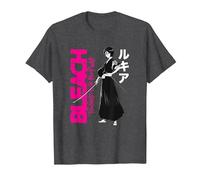 Bleach Thousand Year Blood War Rukia con Logotipo Grande Camiseta, Hombre, Jaspeado Oscuro, 5XL