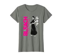 Bleach Thousand Year Blood War Rukia con Logotipo Grande Camiseta, Mujer, Verde Militar Jaspeado, M