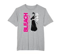 Bleach: Thousand-Year Blood War Rukia with Large Logo Anime Camiseta, Hombre Tallas Grandes, Gris Jaspeado, 6X Alto