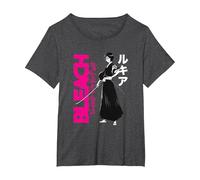Bleach: Thousand-Year Blood War Rukia with Large Logo Anime Camiseta, Mujer Tallas Grandes, Jaspeado Oscuro, 6XL Grande