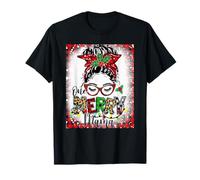 Bleached One Merry Mama Messy Bun Mama Christmas Camiseta
