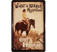 Blech Want a Stable rela Relaciones - Get A Horse 20 x 30 Cartel de Chapa 561