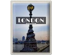 Blechemma Postal de chapa con sobre, 14 x 10 cm, vacaciones, ciudad, viaje, monumento, Londres Reino Unido, póster retro