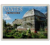 Blechemma Postal de chapa con sobre 14 x 10 cm, vacaciones, ciudad, viajes, Nantes Francia, Jardín des Plantes France