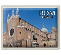 Blechemma Postal de chapa con sobre de 14 x 10 cm, vacaciones, ciudad, viajes, Italia, Roma Basílica Santi Giovanni e Paolo