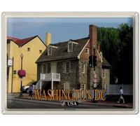 Blechemma Tarjeta postal de chapa con sobre, 14 x 10 cm, vacaciones, ciudad, viajes, Washington DC USA Old Stone House Museum