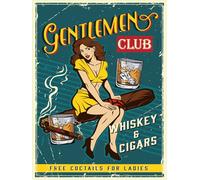 Blechschild 30x40 cm Gentlemen whiskey and cigars club Deko Schild