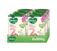 Blédina 2, Leche de Continuación para Bebé, Fórmula Completa con Vitaminas, Minerales, Omega 3 y Fibras. Sin Aceite de Palma, Sin Conservantes Ni Azúcares Añadidos. Desde los 6 Meses, Pack 6x800g