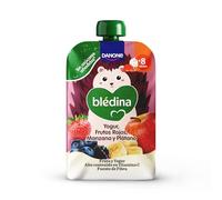 Blédina Bolsita de Yogur, Frutos Rojos, Manzana y Platano para Bebé. Pouch de Fruta y Yogur, Sin Azucares Añadidos y Alto Contenido en Vitamina C, Fuente de Fibra. Desde los 8 Meses, 100g