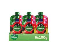 Blédina Bolsitas de Fresa y Platano para Bebé. Pouch 100% Fruta, Sin Azúcares Añadidos y Alto Contenido en Vitamina C, Fuente de Fibra. Desde los 6 Meses, Pack 6x100g