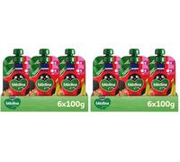 Blédina Bolsitas de Fresa y Platano para Bebé. Pouch 100% Fruta, Sin Azúcares Añadidos y Alto Contenido en Vitamina C, Fuente de Fibra. Desde los 6 Meses, Pack 6x100g (Paquete de 2)