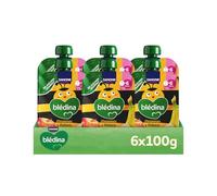 Blédina Bolsitas de Manzana y Platano para Bebé. Pouch 100% Fruta, Sin Azúcares Añadidos y Alto Contenido en Vitamina C, Fuente de Fibra. Desde los 6 Meses, Pack 6x100g