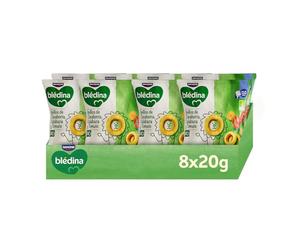Blédina Snacks BIO, Bolsas de Snacks Saludable para niños sabor Zanahoria, Calabaza y Tomate. Anillos Sin Gluten,Sin Conservantes Ni Colorantes y Sin Sal Ni Azúcares Añadidos.Desde los 10 Meses, 8x20g