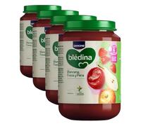 Blédina Tarrito de Manzana, Fresa y Pera para Bebé. Tarrito Bledina con Vitamina C y Sin Azúcares Añadidos. Alto contenido en fibra y Sin Lactosa. Desde los 6 Meses, 200g (Paquete de 4)