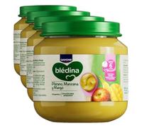 Blédina Tarrito de Plátano, Manzana y Mango para Bebé. Tarrito Bledina con Vitamina C y Sin Azúcares Añadidos. Alto contenido en fibra y Sin Lactosa. Desde los 6 Meses, 125g (Paquete de 4)