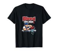 Bleed The Pipe Plumber Pun Cartoon Pipe Wrench Gráfico Camiseta