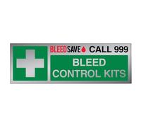 Bleedsave Bleed Control Kit - Call 999 - Señal de seguridad compuesta de aluminio cepillado (300 x 100 mm, 3 mm)