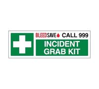 Bleedsave Incident Grab Kit - Call 999 - Señal de seguridad de plástico rígido (300 x 100 mm, 1 mm)