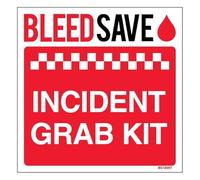 Bleedsave Kit de agarre de incidentes, cuadrado, 200 x 200 mm, letrero de seguridad autoadhesivo que brilla en la oscuridad