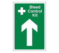 Bleedsave Señal de seguridad de plástico rígido de 1 mm, diseño de flecha hacia arriba, 200 x 300 mm