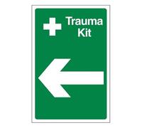 Bleedsave Señal de seguridad de plástico rígido de 1 mm, diseño de flecha izquierda, 200 x 300 mm