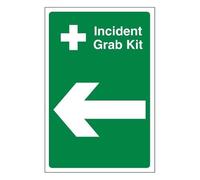 Bleedsave Señal de seguridad de plástico rígido de 1 mm, diseño de flecha izquierda, 300 x 400 mm