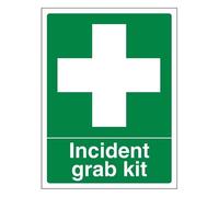 Bleedsave Señal de seguridad de plástico rígido de 150 x 200 mm, con texto en inglés "Incident Grab Kit"