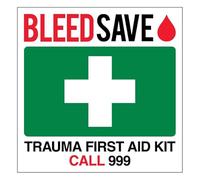 Bleedsave Señal de seguridad de plástico rígido de 200 x 200 mm con texto en inglés "Call 999" para trauma