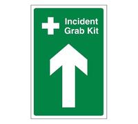 Bleedsave Señal de seguridad de plástico rígido de 200 x 300 mm con diseño de flecha de incidente