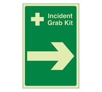 Bleedsave Señal de seguridad de vinilo autoadhesivo con diseño de flecha derecha de 300 x 400 mm, brilla en la oscuridad
