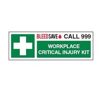 Bleedsave Workplace Critical Injury Kit - Call 999 - Señal de seguridad de plástico rígido (300 x 100 mm, 1 mm)