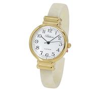 Blekon Collections - Reloj de pulsera para mujer, redondo, ovalado, rectangular, forma de concha de tortuga acrílica, diseño de color, Dorado, marfil, redondo, Classic