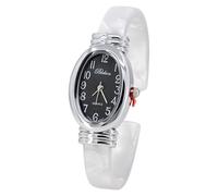 Blekon Collections - Reloj de pulsera para mujer, redondo, ovalado, rectangular, forma de concha de tortuga acrílica, diseño de color, Plata/negro/blancoperla/ovalado, Classic