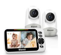 Blemil Monitor de bebé de batería de 30 Horas, Monitor de bebé de vídeo de Pantalla Dividida de 5 Pulgadas, con cámara y Audio, visión Nocturna, teléfono móvil, sin WiFi