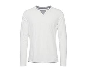 Blend BHLeonas Camiseta de manga larga para hombre con cuello redondo, aspecto de doble capa con cuello en V, mezcla de algodón, corte regular, M