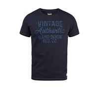 BLEND Florenz Camiseta Básica De Manga Corta con Estampado para Hombre con con Cuello Redondo con Gráfico, tamaño:S, Color:Dark Navy Blue (74645)