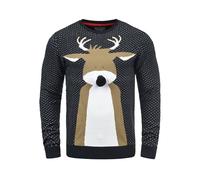 BLEND Rudolph Jersey De Punto Navideño Suéter Sudadera De Punto Estilo Navidad para Hombre con Cuello Redondo, tamaño:XL, Color:Dark Navy/Nose (74677)
