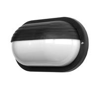 blendend Aplique exterior ovalado con casquillo E27, acabado en policarbonato negro, IP44, dimensiones 10x26x15 cm, ideal para iluminación de exteriores.