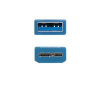Blendend Cable USB 3.0 de alta velocidad, tipo A macho a Micro B macho, color azul, longitud de 1.0 metro, ideal para conectar dispositivos con entrada Micro B a tu computadora o cargador.