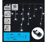 Blendend Cadena de luces - luces de carámbano de bajo voltaje, blanco frío, 5 m x 0,6 m, 25 tiras, IP44, aptas para interior y exterior*