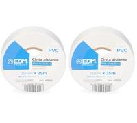 Blendend Cinta aislante blanca 25m x 25mm, alta resistencia, ideal para aislamiento eléctrico y reparaciones en casa. (Paquete de 2)