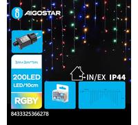 Blendend Cortina de bajo voltaje conectable, 200 LEDs, 30 tiras, RGB, 3m + 3m x 1m, ideal para decorar eventos y crear ambientes festivos.