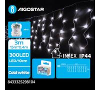 Blendend Guirnalda de luces LED tipo carámbano, 15m, 0.4m, batería 3AA, IP44, blanco frío, interior y exterior, ideal para decoración festiva.