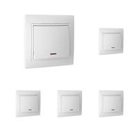 Blendend Pulsador de luz luminoso blanco, serie Europa, para control de iluminación y automatización en entornos domésticos y comerciales. (Paquete de 5)