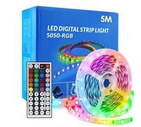 Blendend Tira de LED 12V 5050 RGB 30 LEDs/m, 5 metros, iluminación decorativa y ambiental, ideal para hogares y eventos.