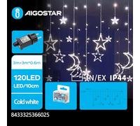 Blendend Tira de luces conectables de bajo voltaje, 3m+3m*0.6m, blanco frío, estrellas y lunas, ideal para decoración y ambientación.