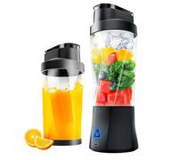 Blender for Smoothies, Portable Personal Blender with 700ml Cup, 6 Blades and Lid, 6000mAh USB Rechargeable for Gym, Office, Outdoor Activities (Black-transparent)