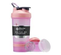 BlenderBottle - Botella mezcladora con organizador de pastillas y almacenamiento para proteína en polvo, sistema clásico V2 ProStak, 22 onzas, rosa