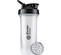 BlenderBottle Classic V2 - Botella mezcladora con bola de acero inoxidable, perfecta para batidos de proteínas, apta para lavavajillas, 830 ml, transparente/negro